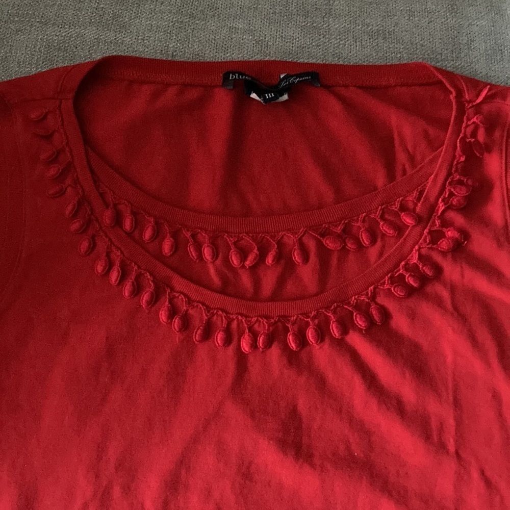 Les Copains Blue Red Sleeveless Top with Detail at neckline and hem. Size IT44/8